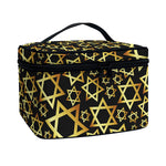 Black And Gold Star of David Print Travel Makeup Bag