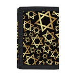 Black And Gold Star of David Print Trifold Wallet