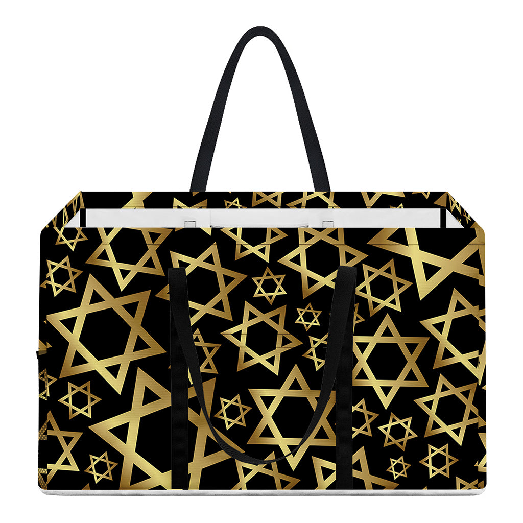 Black And Gold Star of David Print Utility Tote Bag