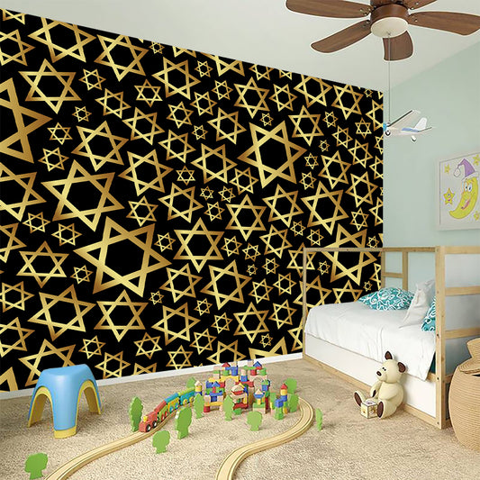 Black And Gold Star of David Print Wall Sticker
