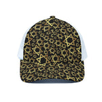 Black And Gold Star of David Print White Mesh Trucker Cap