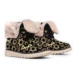 Black And Gold Star of David Print Winter Boots