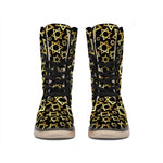 Black And Gold Star of David Print Winter Boots