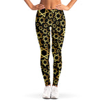 Black And Gold Star of David Print Women's Leggings