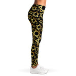 Black And Gold Star of David Print Women's Leggings