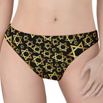 Black And Gold Star of David Print Women's Thong