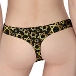 Black And Gold Star of David Print Women's Thong