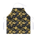 Black And Gold Tropical Pattern Print Adjustable Apron