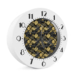 Black And Gold Tropical Pattern Print Alarm Clock