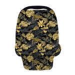 Black And Gold Tropical Pattern Print Baby Seat Cover
