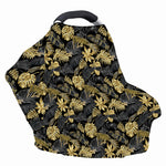 Black And Gold Tropical Pattern Print Baby Seat Cover