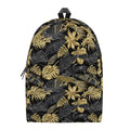 Black And Gold Tropical Pattern Print School Backpack