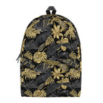 Black And Gold Tropical Pattern Print Backpack
