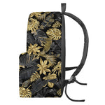 Black And Gold Tropical Pattern Print Backpack
