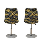Black And Gold Tropical Pattern Print Bar Stool Covers