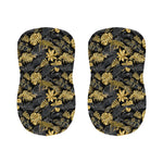 Black And Gold Tropical Pattern Print Bar Stool Covers