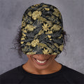Black And Gold Tropical Pattern Print Baseball Cap