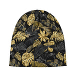 Black And Gold Tropical Pattern Print Beanie
