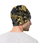 Black And Gold Tropical Pattern Print Beanie