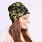 Black And Gold Tropical Pattern Print Beanie