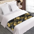 Black And Gold Tropical Pattern Print Bed Runner