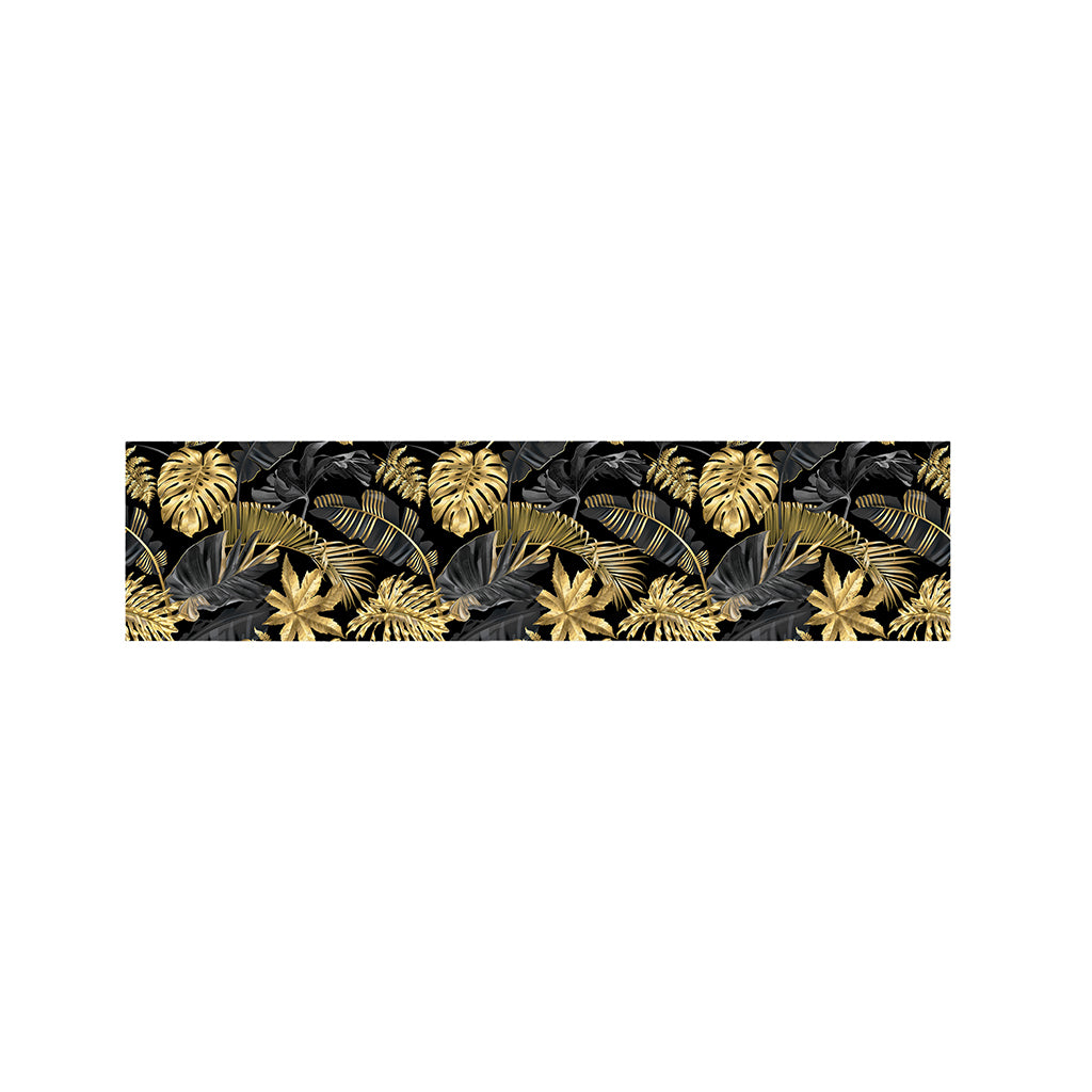 Black And Gold Tropical Pattern Print Bed Runner