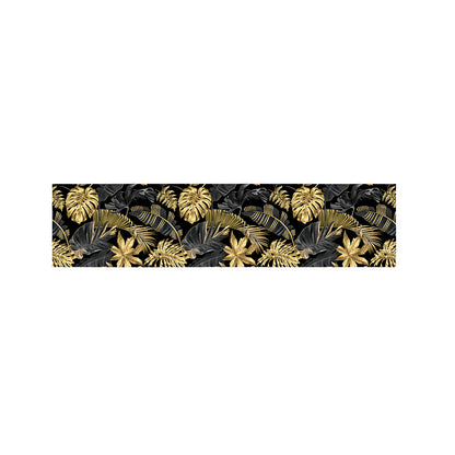 Black And Gold Tropical Pattern Print Bed Runner