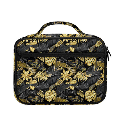 Black And Gold Tropical Pattern Print Briefcase Bible Bag