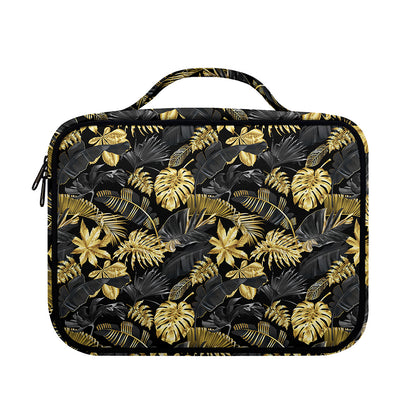 Black And Gold Tropical Pattern Print Briefcase Bible Bag