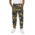 Black And Gold Tropical Pattern Print Cotton Sweatpants