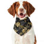 Black And Gold Tropical Pattern Print Dog Bandana