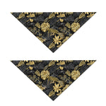 Black And Gold Tropical Pattern Print Dog Bandana