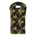 Black And Gold Tropical Pattern Print Double Neoprene Wine Tote
