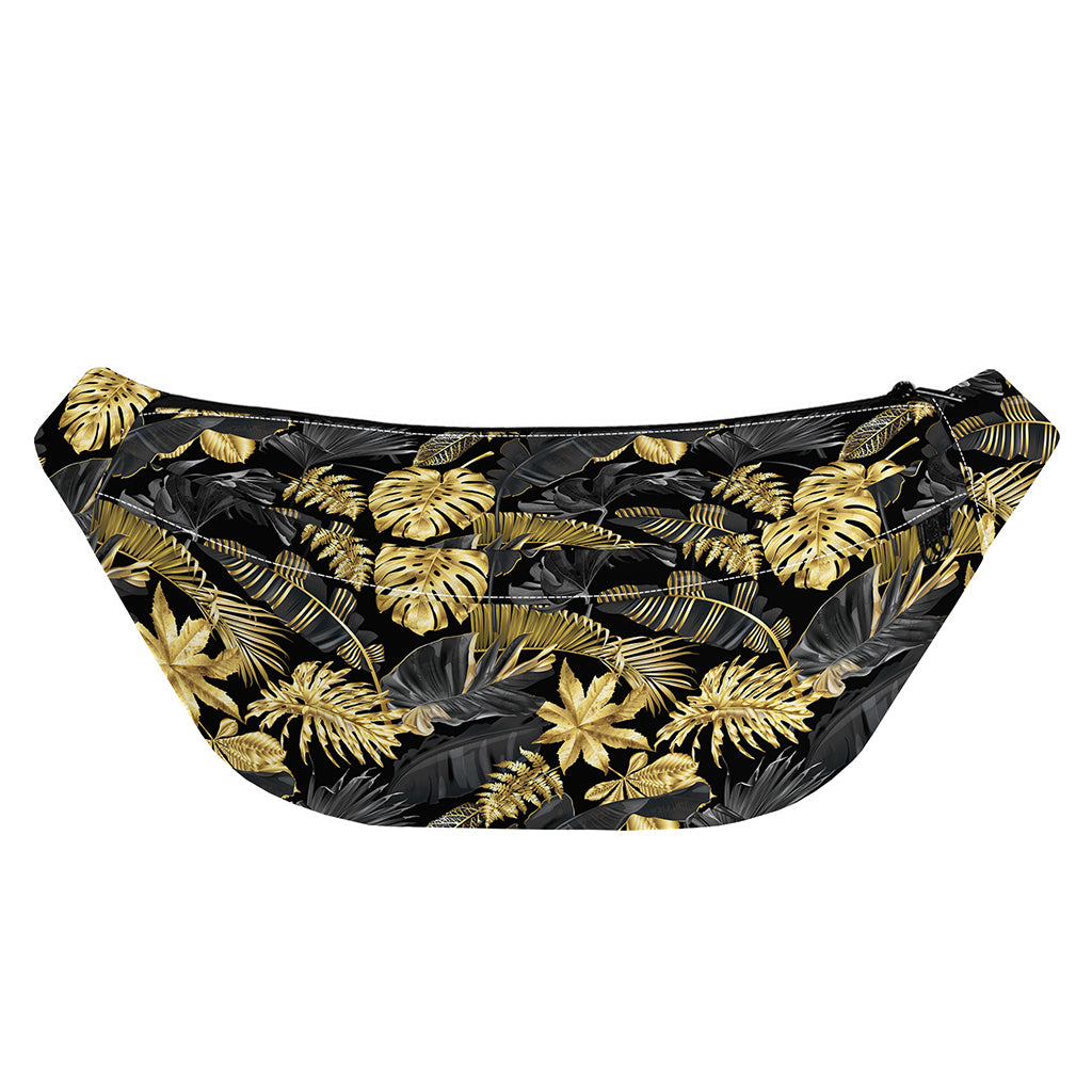 Black And Gold Tropical Pattern Print Fanny Pack