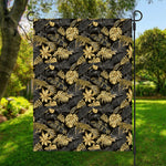 Black And Gold Tropical Pattern Print Garden Flag
