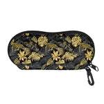 Black And Gold Tropical Pattern Print Glasses Case