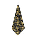 Black And Gold Tropical Pattern Print Hand Towel