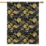 Black And Gold Tropical Pattern Print House Flag