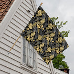 Black And Gold Tropical Pattern Print House Flag