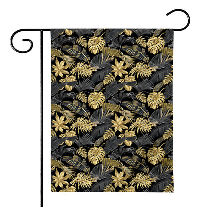Black And Gold Tropical Pattern Print House Flag