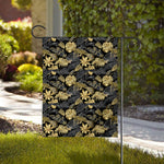 Black And Gold Tropical Pattern Print House Flag