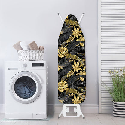 Black And Gold Tropical Pattern Print Ironing Board Cover