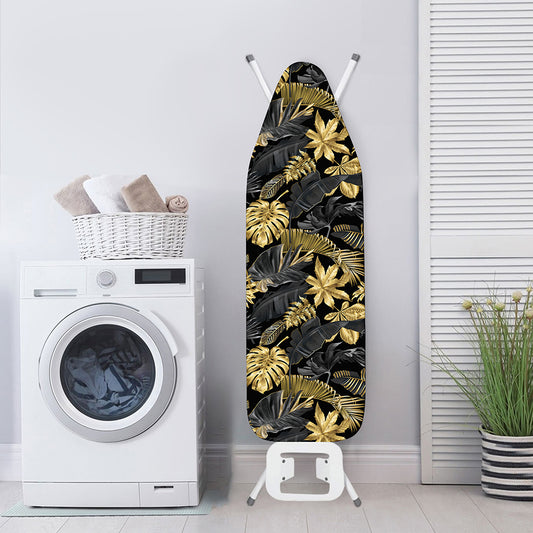 Black And Gold Tropical Pattern Print Ironing Board Cover