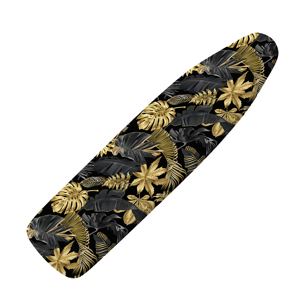 Black And Gold Tropical Pattern Print Ironing Board Cover