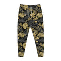 Black And Gold Tropical Pattern Print Jogger Pants
