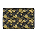 Black And Gold Tropical Pattern Print Kitchen Mat