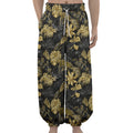 Black And Gold Tropical Pattern Print Lantern Pants