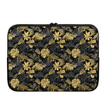 Black And Gold Tropical Pattern Print Laptop Sleeve