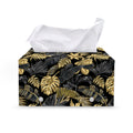 Black And Gold Tropical Pattern Print Leather Tissue Box Cover