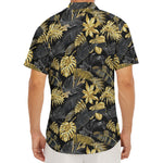 Black And Gold Tropical Pattern Print Men's Deep V-Neck Shirt